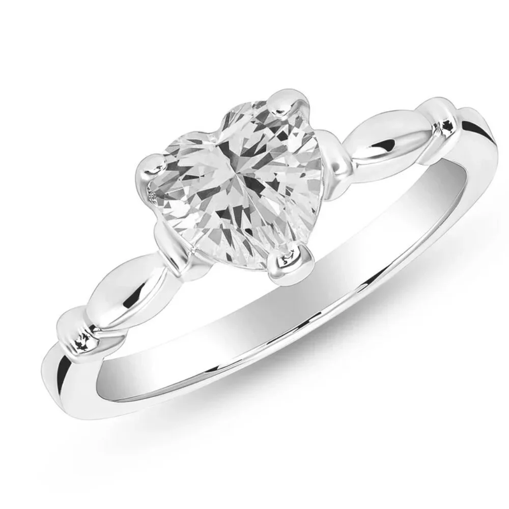 New Pink, Clear or Red Ruby Heart CZ stone Engagement Ring sizes 3 4 5 6 7 8
